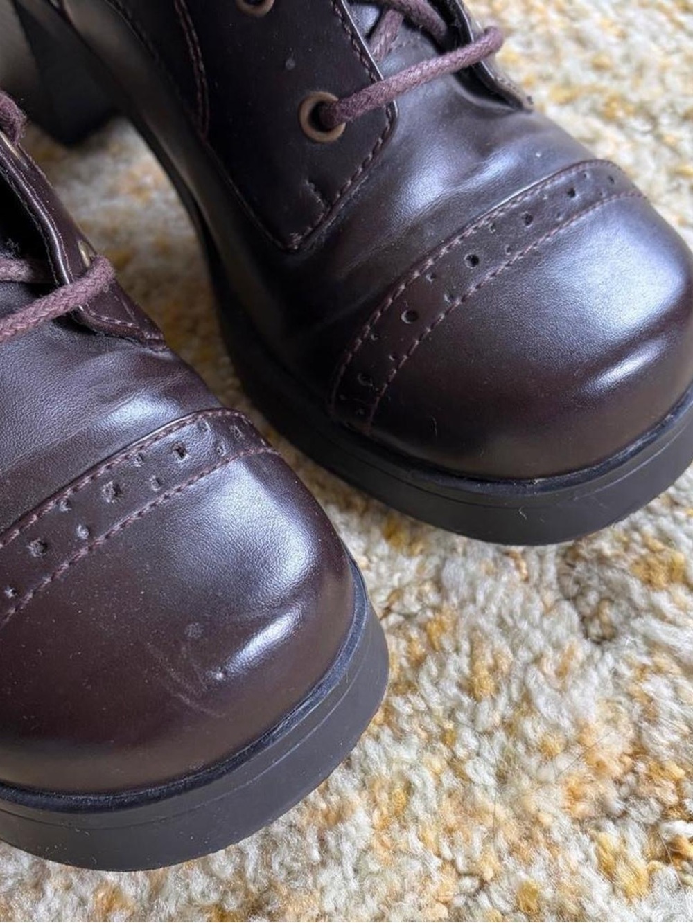‼️SOLD‼️Brown Faux Leather Lace Up Boots - Picture 4 of 8